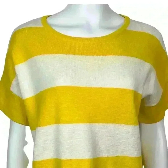 Madewell Yellow White Block Striped Wool Sweater - Picture 5 of 10